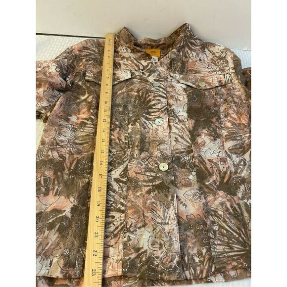 Ruby Rd shirt top pink blush rayon blend button top jacket silver thread new $54 - Picture 9 of 11